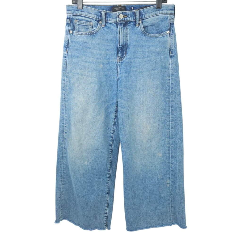 Banana Republic Crop Denim Womens Size 30 Mid Rise Wide Leg Raw Hem Jeans